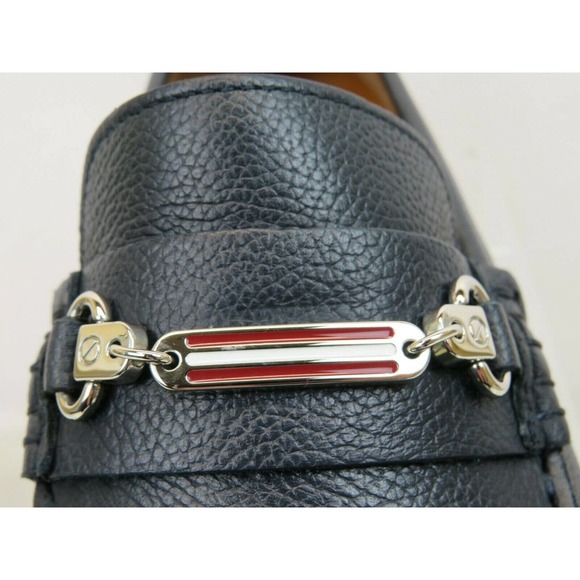 BALLY PITAVAL BLUE GRAINED LEATHER WEB PLATE LOGO DRIVER LOAFERS 8.5 D US 41.5 main image 9